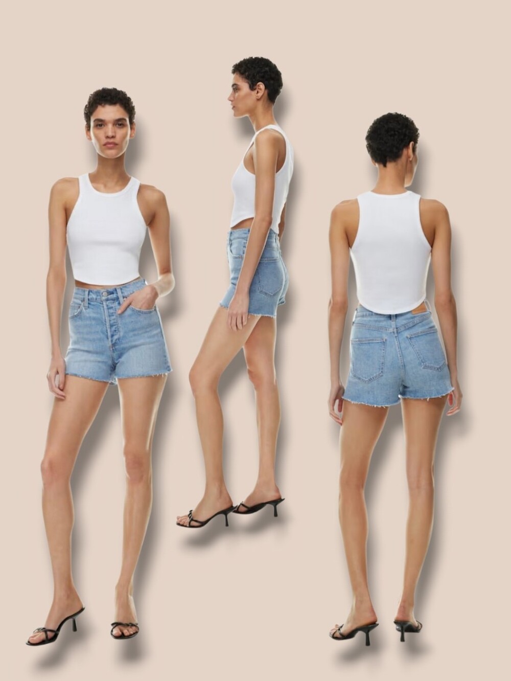 Denim Forum Aritzia Women's The '50s Arlo Short Hi-Rise Medium Wash Denim Shorts